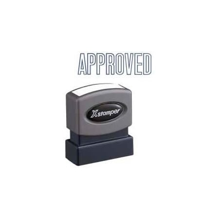 Shachihata Xstamper Pre-Inked Message Stamp, APPROVED, 1-5/8" x 1/2", Blue 1008